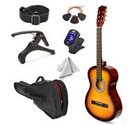 Guitarra de madera para zurdos de 30 pulgadas con funda y accesorios para niños, niñas, niños, adolescentes, principiantes (sol)