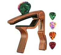 Guitarra de madera y guitarra eléctrica, Guitar Capo With Pick Holder Multicolor Pack Of 5 For Acoustic Electric Guitars Bass Ukulele(Dark Wood)