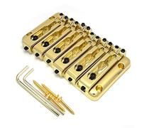 Guitarra eléctrica bajo de 6 cuerdas para puente a través del cuerpo, espaciado de aleación de zinc de 15 mm para mejorar el sostenimiento (dorado)