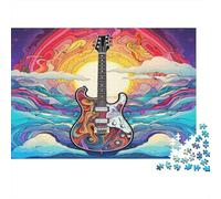 Guitarra Eléctrica Colorida Puzzle de 1000 Piezas Papel para Adultos Estilo Pop Art Puzzle para Toda la Familia Relajación Decoración Regalo 38x26cm/1000pcs