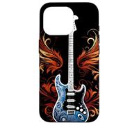 Guitarra eléctrica con Llamas Metal Band Rock Design Carcasa para iPhone 16 Pro