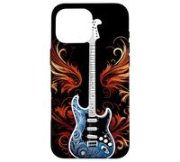 Guitarra eléctrica con Llamas Metal Band Rock Design Carcasa para iPhone 16 Pro MAX