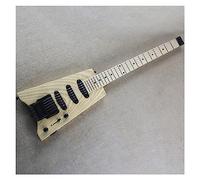 Guitarra Eléctrica De 24 Trastes Sin Cabeza De Color De Madera Natural Con Pastillas SSS Diapasón De Arce Últimos 4 Trastes Festoneados Principiantes Guitarra Eléctrica