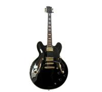 Guitarra eléctrica de cuerpo semihueco, negra clásica con orificios en F y humbuckers dobles, tamaño completo 6 cuerdas for Jazz Blues Rock (Guitarra Eléctrica)