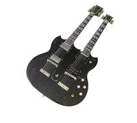 Guitarra Eléctrica de Cuerpo Sólido Doble Mástil, Negra 6 y 12 Cuerdas con Humbuckers Dobles, Tamaño Completo for Escenario Rock Clásico (Guitarra Eléctrica)