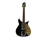 Guitarra eléctrica de cuerpo sólido, estilo retro negro con golpeador dorado y 3 pastillas, cordal trémolo for actuaciones en escenario rock (Guitarra Electrica)