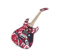 Guitarra eléctrica de cuerpo sólido, estilo tributo heavy metal a rayas rojas con trémolo bloqueo, tamaño completo 6 cuerdas for Hard Rock (Guitarra Eléctrica)