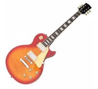 Guitarra eléctrica de tamaño completo con un solo corte, cuerpo de caoba maciza, diapasón de palisandro y acabado Sunburst.
