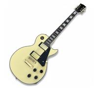 Guitarra eléctrica de un solo cuerpo color crema, cuerpo sólido, ribete de 5 capas, herrajes dorados, HH