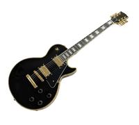 Guitarra eléctrica de un solo cuerpo de caoba maciza, diapasón de palisandro, herrajes dorados negros.