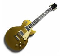 Guitarra eléctrica de un solo cuerpo de caoba maciza dorada metálica con mástil cromado HH