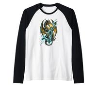 Guitarra Eléctrica Dragon Fire Lightning Rock Metal Músico Camiseta Manga Raglan