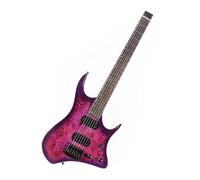 Guitarra Eléctrica Estándar Guitarra Eléctrica Sin Cabeza Jazz Tocando Instrumento De Práctica(Magenta)