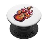 Guitarra eléctrica flameante Guitarrista de música Rock PopSockets PopGrip Adhesivo
