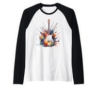 Guitarra eléctrica Fresca y música Rock Camiseta Manga Raglan