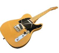 Guitarra eléctrica, guitarra clásica pintada de amarillo claro, mástil y diapasón arce