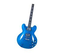 Guitarra Eléctrica Guitarra Eléctrica De Blues Con Doble Corte Cuerpo Arce Semihueco Azul Metalizado Cabeza Redonda