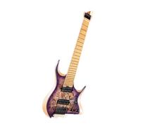 Guitarra Eléctrica Guitarra Eléctrica Sin Cabeza De 7 Cuerdas Instrumento De Práctica Para Tocar Jazz(Purple)