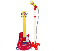 Guitarra Eléctrica Infantil Bontempi con Micrófono y Altavoz, 30x5,5x63 Cm, Rojo y Amarillo