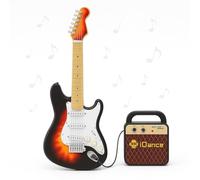 Guitarra Eléctrica Infantil con Altavoz - 4 Modos de Guitarra, 8 Botones de Diapasón y 56 Bucles - Batería Recargable - Incluye Cuerdas, Correa y Amplificador - Instrumento Musical para Niños +3 años