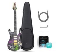 Guitarra eléctrica Inspire - Guitarra eléctrica inteligente de fibra de carbono de 39 pulgadas con altavoz inalámbrico de 15 W, 20 tonos distintos, preajustes integrados, cable de carga, llave de
