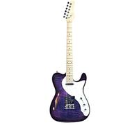 Guitarra Eléctrica Instrumentos Musicales Guitarra Eléctrica Cuerpo Semihueco Un Solo Agujero F Tilo Con Mástil De Arce Herrajes Cromados(Purple)