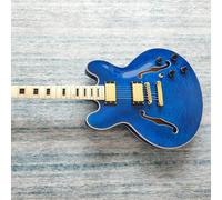 Guitarra eléctrica Jazz semihueca con doble orificio en F, chapa de madera arce acolchada, diapasón