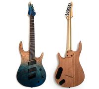 Guitarra eléctrica mejorada de 7 cuerdas de 25.5 a 27 pulgadas, cuerpo sólido de traste abanico con trastes extra jumbo de acero inoxidable, cuello de 5 piezas estilo tostado, parte superior de álamo