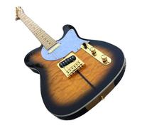 Guitarra eléctrica personalizada de 6 cuerdas, tapa arce flameado, mástil a través del cuerpo, tilo, herrajes dorados