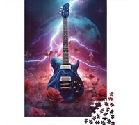 Guitarra Eléctrica Puzzle de 1000 Piezas Papel para Adultos Noche Fantasía Relámpagos Puzzle para Toda la Familia Relajación Hogar 52x38cm/1000pcs