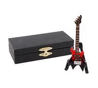 Guitarra Eléctrica Roja Modelo De Bajo Musical Instrumento En Miniatura Para Decoración Y Colección Tamaño Compacto De 10 Cm