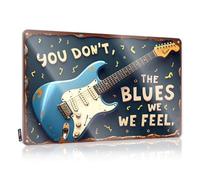Guitarra eléctrica: The Blues We Feel Indie Accesorios de baño - Cartel de estaño para colgar en la pared (30 x 40 cm)