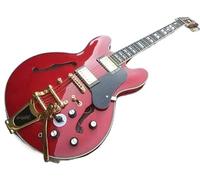 Guitarra eléctrica y estuche personalizados 335, puente de ABR-1, vibrato grande, ajustable seis velocidades, guitarra con pintura roja
