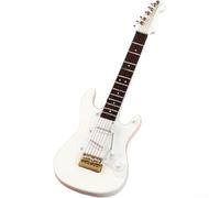 Guitarra en miniatura de 14 cm hecha a mano, modelo de instrumento de madera para exhibición de escritorio y decoración de estantes (blanco)