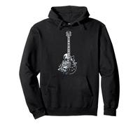 Guitarra Flor Cráneo Arte Músico Músico Sudadera con Capucha