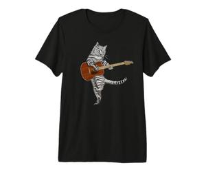 Guitarra Gato Acústico Buskers Guitarrista Virtuoso Lindo Kitty Camiseta Premium