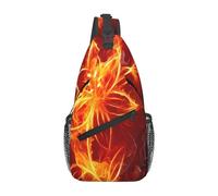 Guitarra Ice and Fire adecuada para deportes, correr, viajar, al aire libre para hombres y mujeres, Flores de fuego en llamas, Talla única, Retro