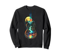 Guitarra Lago Reflexiones Bosque Pino Árbol Luna Campamento Guitarrista Sudadera
