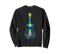 Guitarra Lago Reflexiones Bosque Pino Árbol Luna Campamento Guitarrista Sudadera