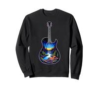 Guitarra Lago Reflexiones Bosque Pino Árbol Luna Campamento Guitarrista Sudadera
