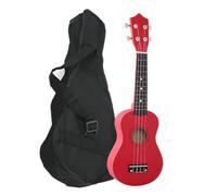 Guitarra Multicolor De Madera Para Principiantes Instrumento De Entrada De Ukelele De 21 Pulgadas Y 4 Cuerdas Con Bolsa(Color:Red)