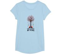 Guitarra Música Corre por Mis Venas Gráfico Artístico Camiseta, Niñas, Azul Bebé, Pequeña