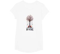 Guitarra Música Corre por Mis Venas Gráfico Artístico Camiseta, Niñas, Blanco, L