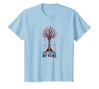 Guitarra Música Corre por Mis Venas Gráfico Artístico Camiseta, Niños, Azul Bebé, 4 años