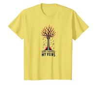 Guitarra Música Corre por Mis Venas Gráfico Artístico Camiseta, Niños, Limón, 4 años
