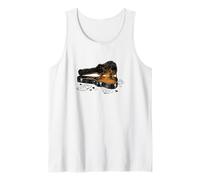 Guitarra Música Pasión Llamas Vintage Rock Music Camiseta sin Mangas