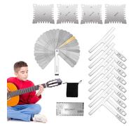 Guitarra Radius Gauge, Luthier Measuring Tool, Notched String Action Ruler, Precision Fretboard Setup Stainless Steel, Guitar and Bass Maintenance, 230 g Stainless