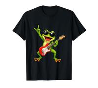 Guitarra Rana Rock Música Fiesta Divertida Camiseta gráfica económica, Hombre, Negro, XL