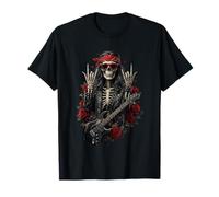 Guitarra Rock Rock 'n Roll Girl Skeleton Rocker Goth Punk Camiseta