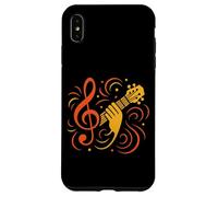 Guitarra vibrante y clave de sol con remolinos dinámicos de música Carcasa para iPhone XS Max